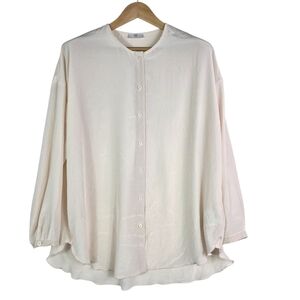 Riani Satin collarless buttondown relaxed fit blouse